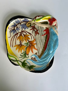 Art Deco Ceramic/earthenware Tray Wall Decor Glazed Lady with Harp Beauty BC