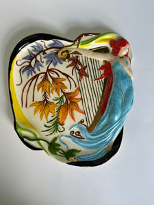 Art Deco Ceramic/earthenware Tray Wall Decor Glazed Lady with Harp Beauty BC