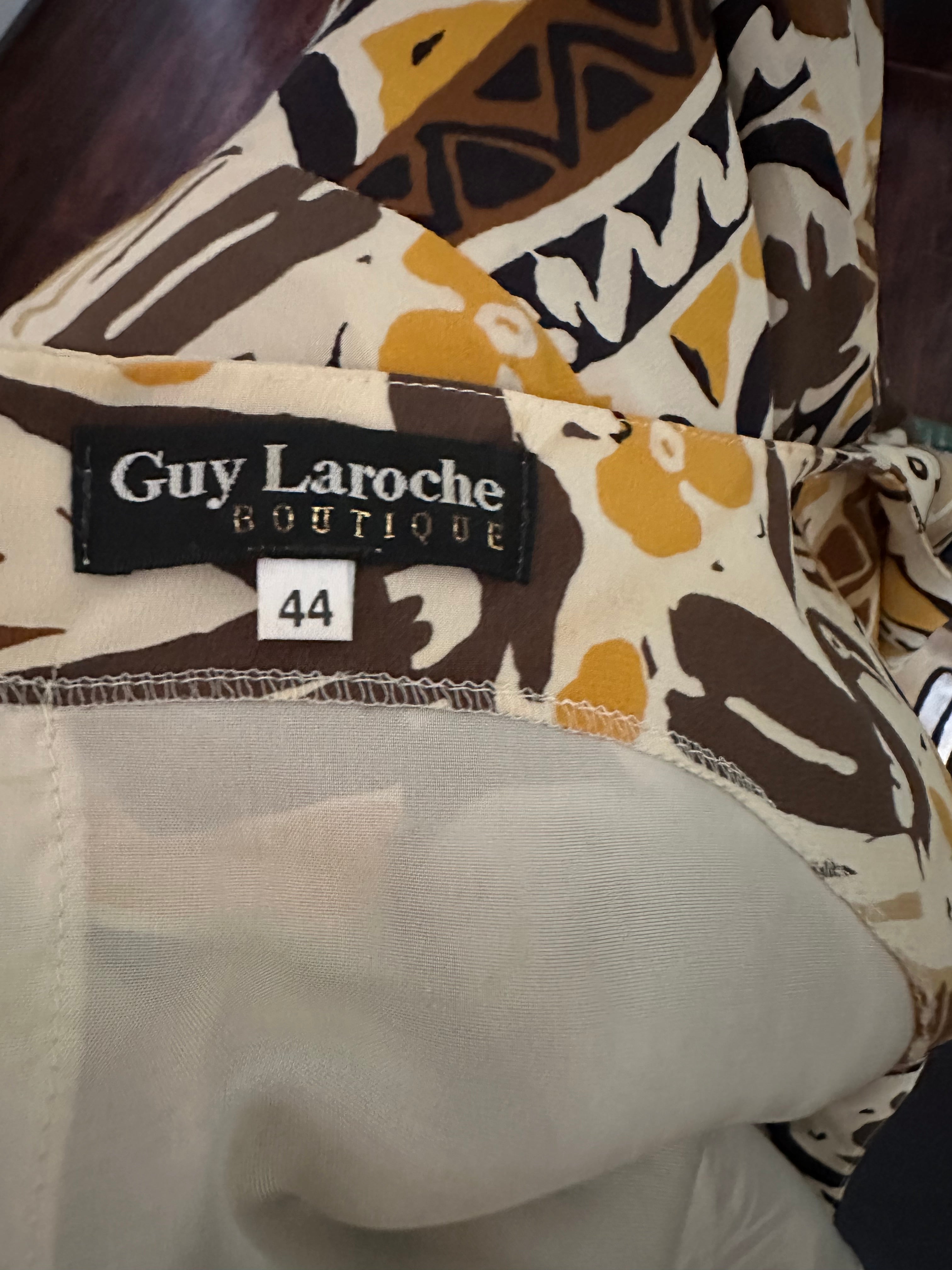 GUY LAROCHE Boutique Silk Summer Tailored Sheath Dress Authentic Vintage 80s