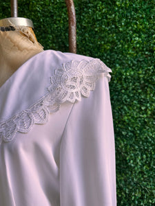 90s white lace collar puff sleeve button down blouse
