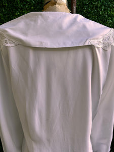 90s white lace collar puff sleeve button down blouse