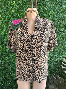 80s Cheetah Animal print silk with sequins and fringe