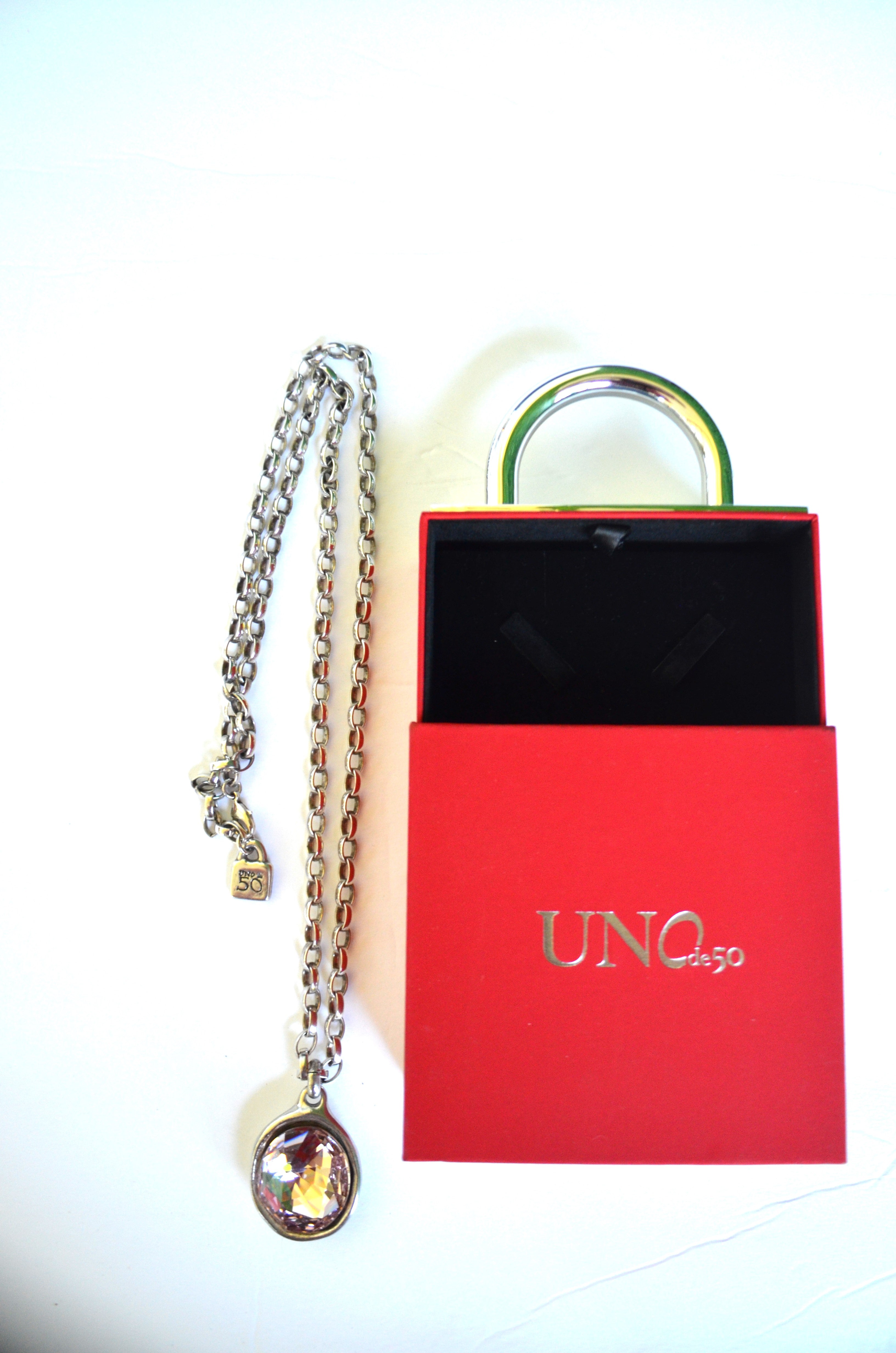 UNO de 50 long necklace charm Silver Plated  Chain-Link Necklace