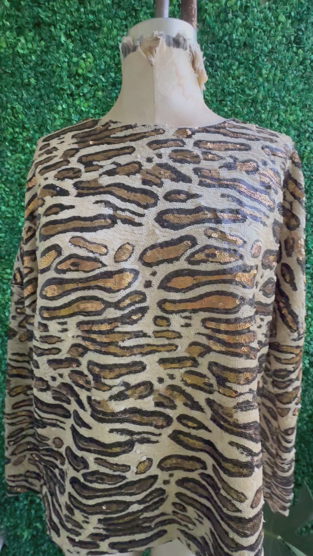 Zara Special Edition Leopard Cheetah Print Sequin Shirt Size Medium