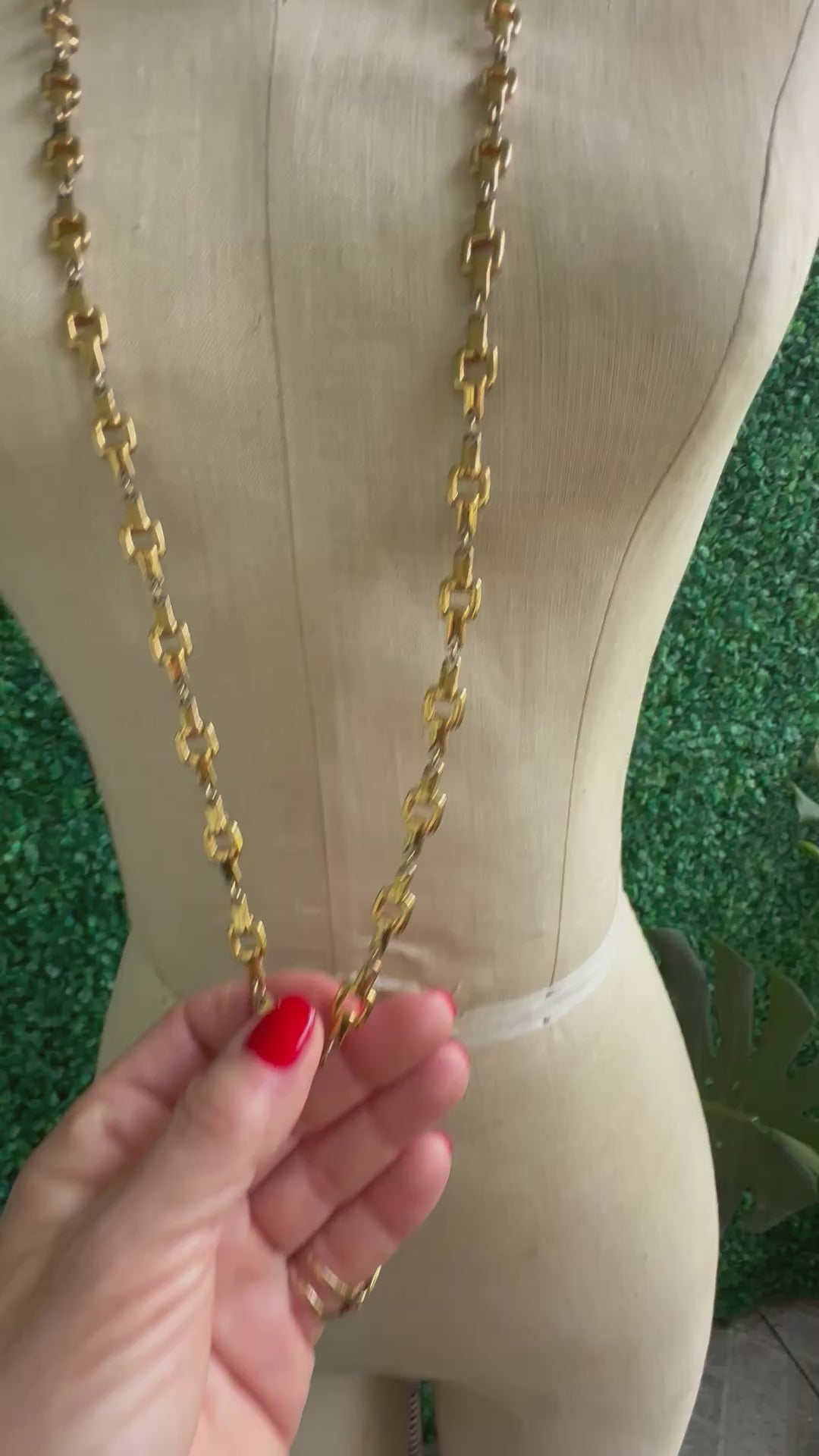 1980s NECKLACE Gold TONE GOLD BIT MESH + BOX Golden