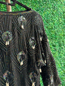 1980s Evening Beaded Sequin Pear Pearls Top Blouse S