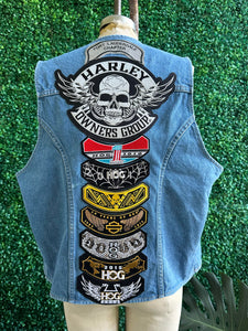 VINTAGE Original Wrangler Denim Vest FT. LAUDERDALE HOG HARLEY DAVIDSON Group