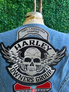 VINTAGE Original Wrangler Denim Vest FT. LAUDERDALE HOG HARLEY DAVIDSON Group