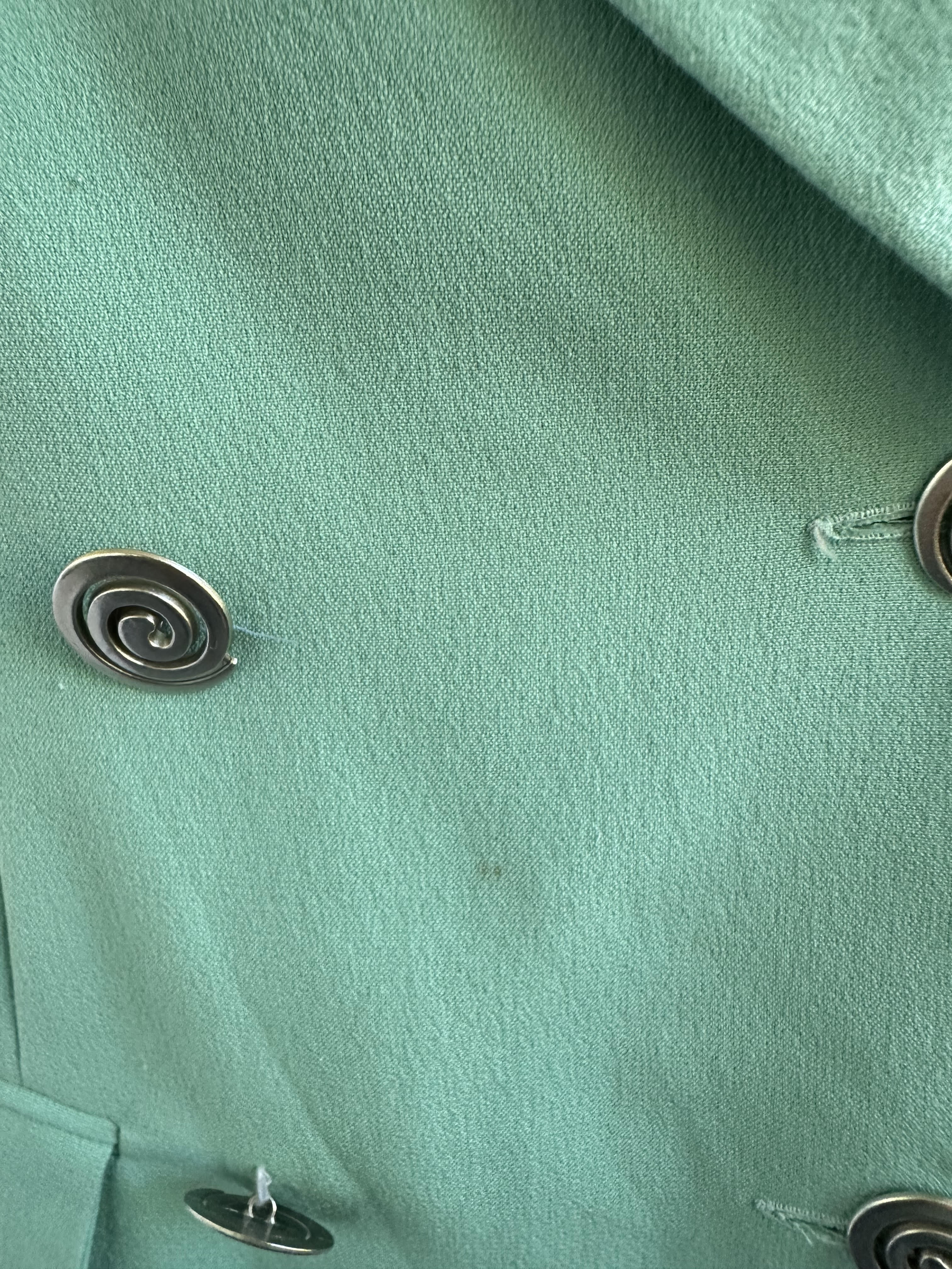 Vintage 1990s Italian Mint Green Blazer With Spiral Buttons