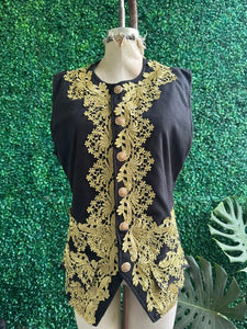 Vintage Victorian Luxury Gold Embroidery Napoleon Vest – Charming British Elegance
