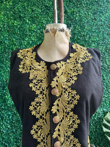 Vintage Victorian Luxury Gold Embroidery Napoleon Vest – Charming British Elegance