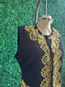 Vintage Victorian Luxury Gold Embroidery Napoleon Vest – Charming British Elegance