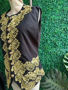 Vintage Victorian Luxury Gold Embroidery Napoleon Vest – Charming British Elegance