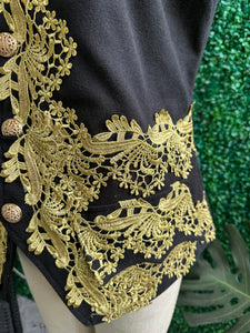 Vintage Victorian Luxury Gold Embroidery Napoleon Vest – Charming British Elegance