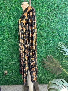Vintage Argenti Black and Copper Sequins Long Silk Dress Plus