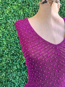 Pink lace crochet tank top with pink pearls