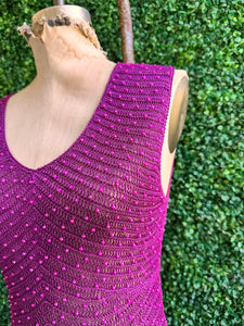 Pink lace crochet tank top with pink pearls