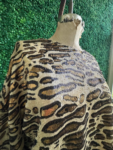 Zara Special Edition Leopard Cheetah Print Sequin Shirt Size Medium