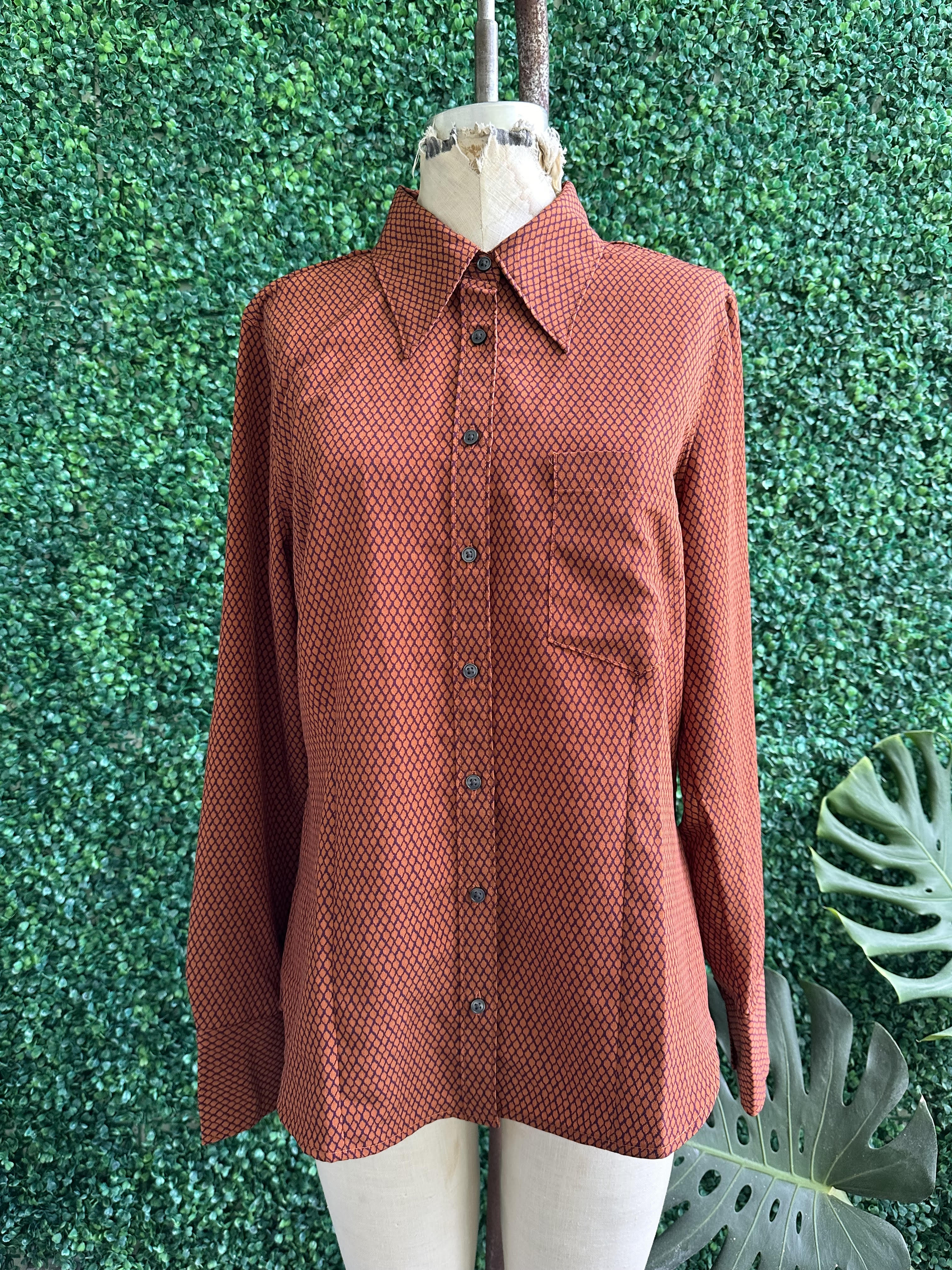 Vintage Levi's Women's Jasper Rusty Orange Blouse L