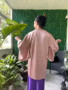 Original Kimono Vest Japanese Rose Origami Pattern Women Traditional Robe