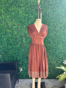 BCBG MaxAzria silk copper brown cocktail Dress