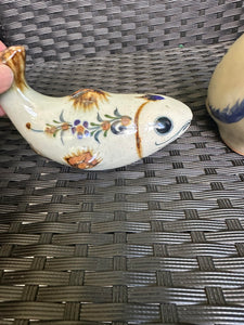 Vintage Tonala Mexico Ceramic Fish and Owl Poterry Decorative Ceramic Set