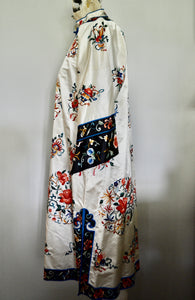 Antique 1960s Japanese Authentic Vintage Silk hand embroidery coat kimono Light Beige robe colorful flowers Asian