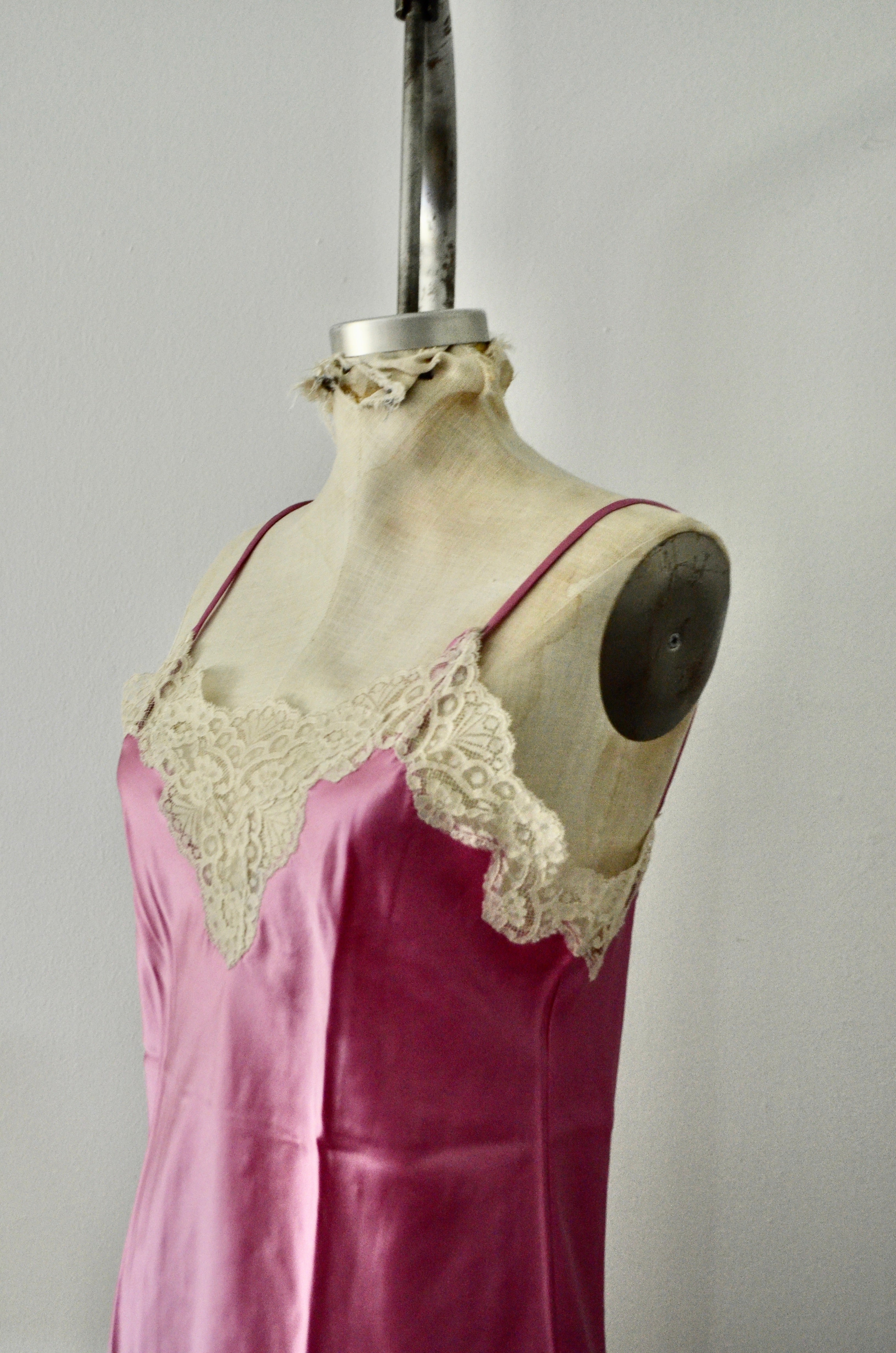 NWT Pink Silk lace Trim Slip Short Dress M Sleepwear Loungewear