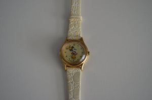 Minnie Mouse Watch Collectible W Crocodile Calf By Lorus Quartz