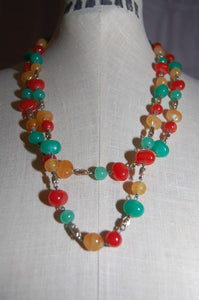 Multi Strand Agate Polished Stone Bib Necklace