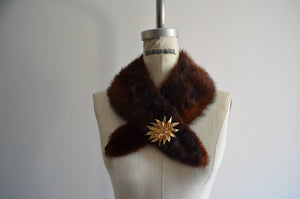 Beautiful Rich Auburn Brown Mink Fur Collar Scarf Fashion Style