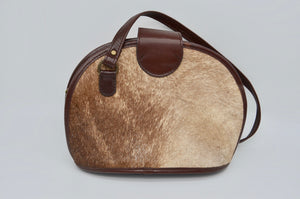 Brown Calf Hair Pony Hair Design Genuine Leather Shoulder Handbag Handmade Bag Argentina Cuero Vaca