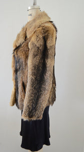 Boho Chic Fur French Ladies Rabbit Fur Coat Jacket Caramel