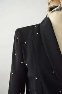 Black Tailored Blazer Bedazzled Crystal Embellishment Fall Style Russel Kemp