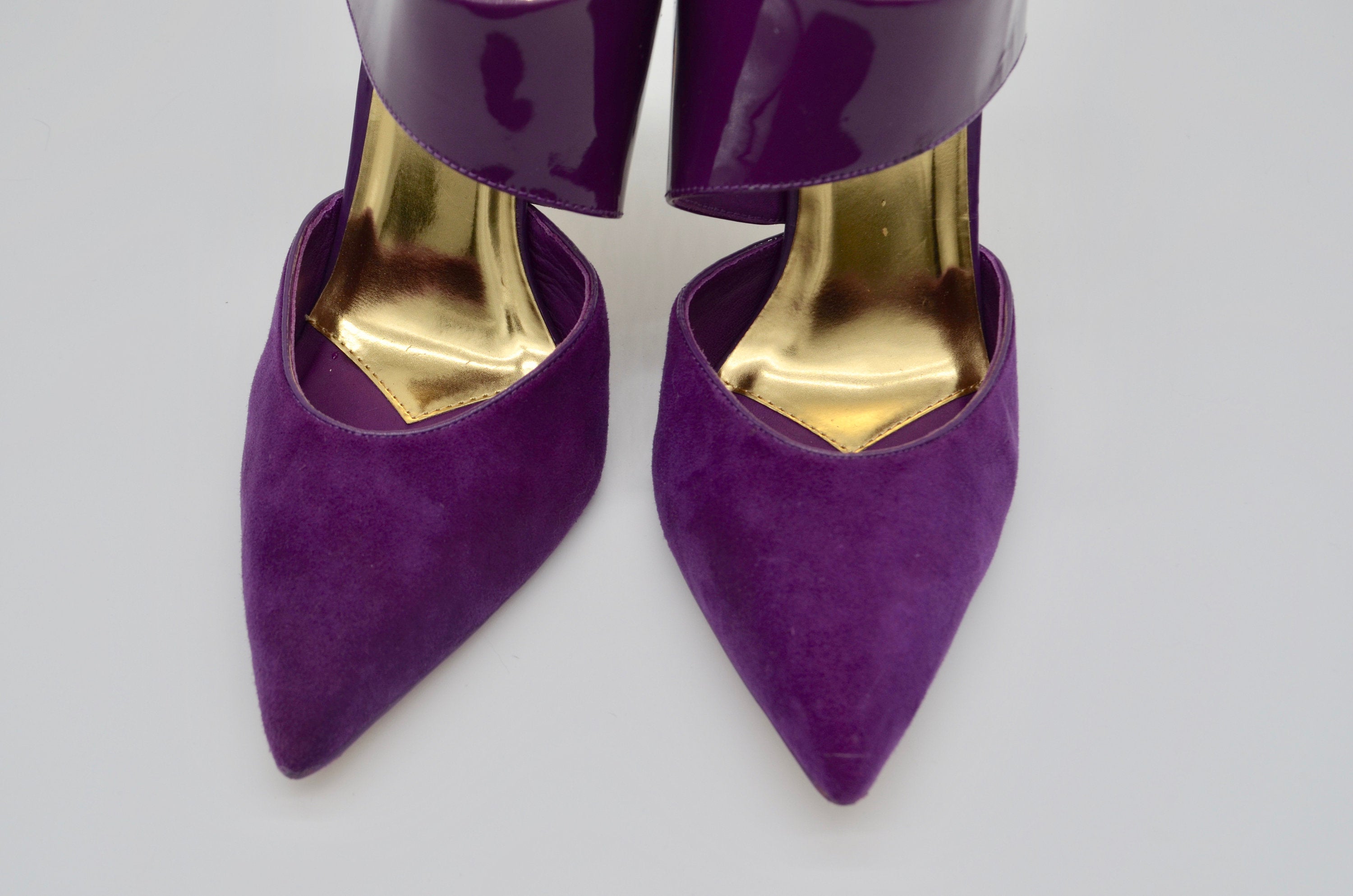 Ted Baker Purple Suede And Leather Dress Pumps High Heel Shoes Mule New Without Box