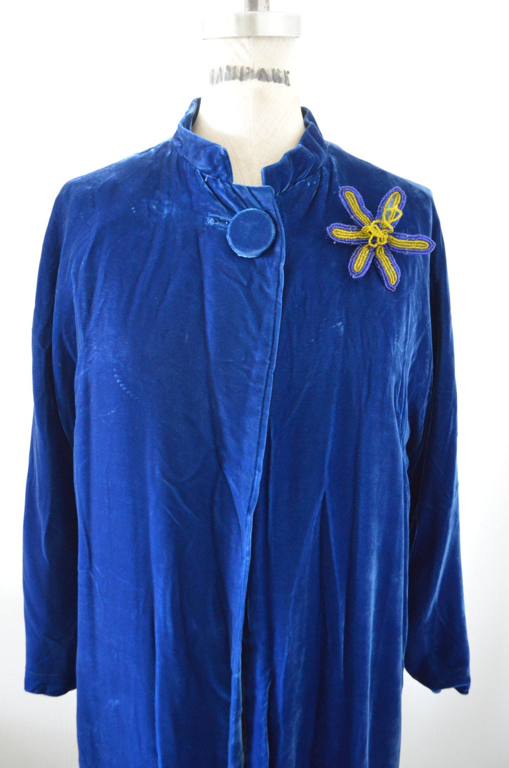 Kimono Street Style Royal Blue Velvet Long Maxi Coat Cape Dress Jacket Style