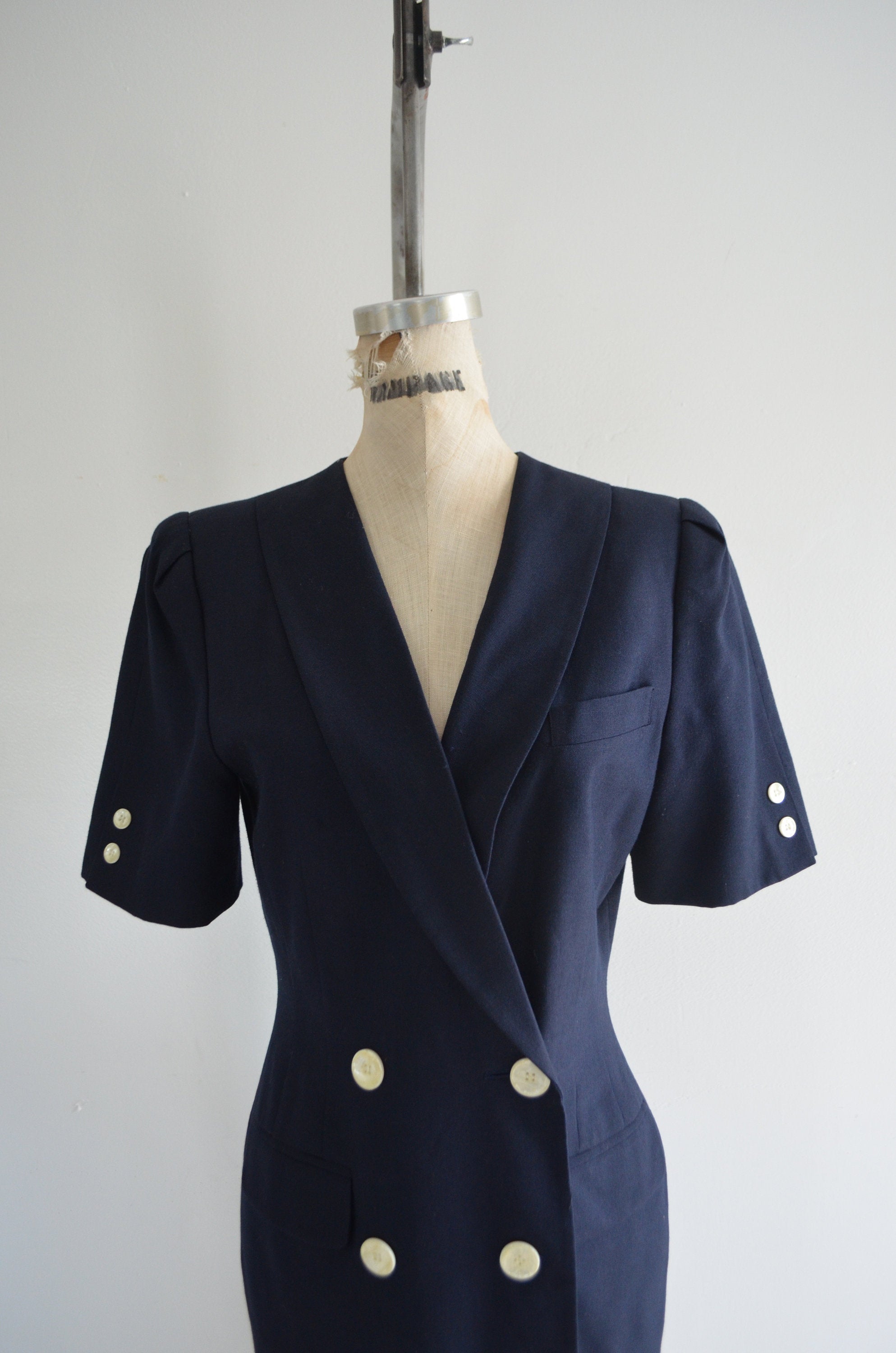 1980S Blazer Dress By Sarah Taylor Navy Button Down Shirt Dress With L Cougar Vintage Shop 1980S Blazer Dress By Sarah Taylor Navy Button Down Shirt Dress With L Cougar Vintage Shop