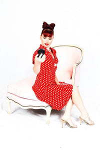 Love Lucy Dress Red With White Polka Dots Mid Length Weekend Office