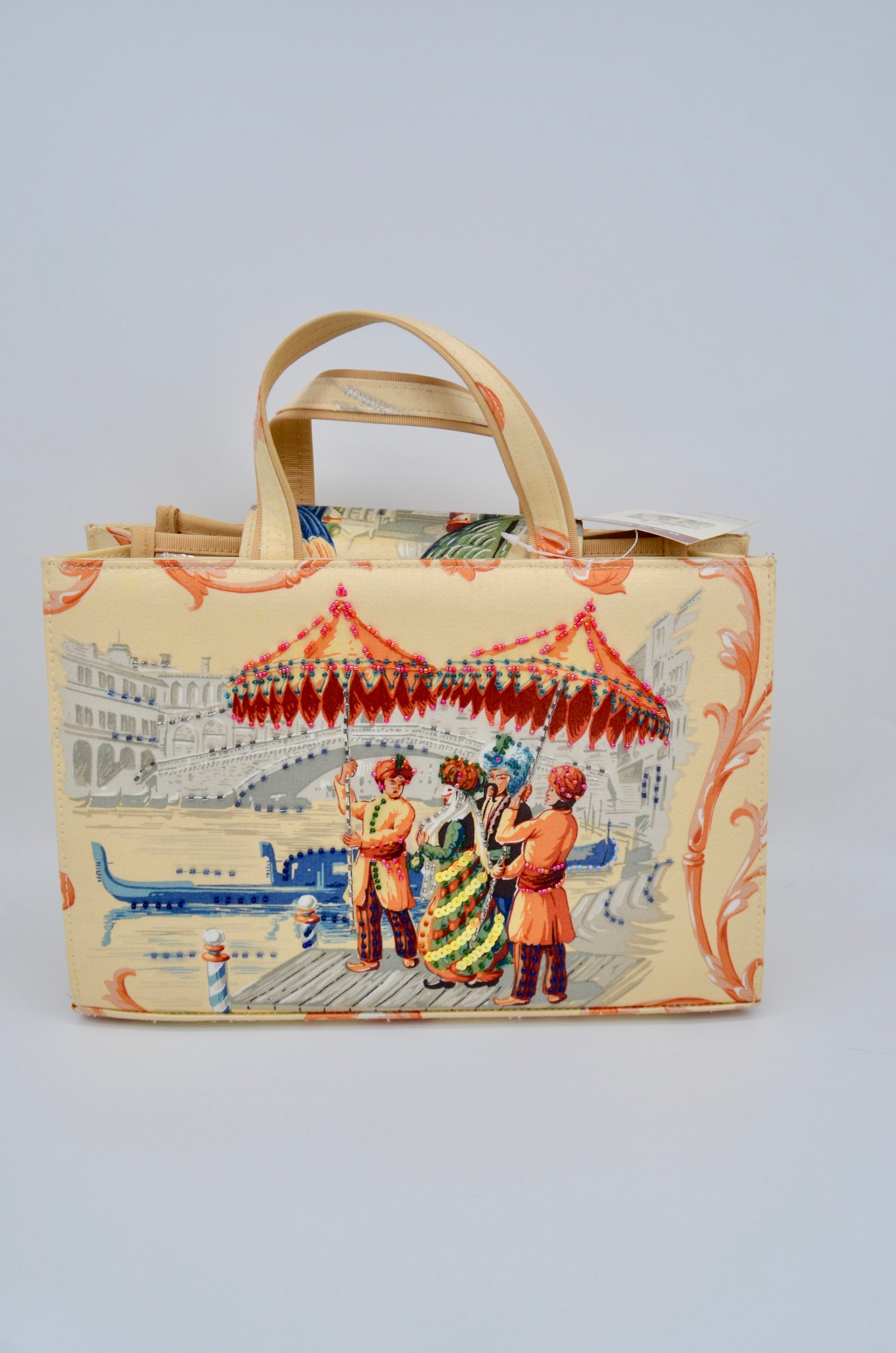 Carry On Travel Cosmetic Bag Arabian Nights Taj Mahal Beaded Sequins Pattern Liv Tote Purse