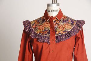Western Cowboy Country Girl Bohemian Pasley Top Blouse 1970S