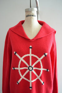 Sailor Red Top Liz Claiborne Villager Red Sailor Rudder/ Knitted Cardigan Sweaters Blouse