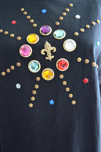 Colorful Stones Beaded Embellished Oversized Women's Sweater Jumper Jeweled Gemstone Gems