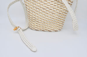 Gold/White Woven Braided Leather Cem Crossbody Handbags Brazilian Designer Bag Summer