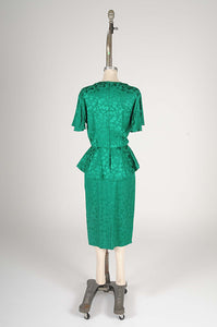 Peplum Dress Emerald Green Silk Peplum Party Dress Argenti Ruffles Sleeve Floral Dinasty