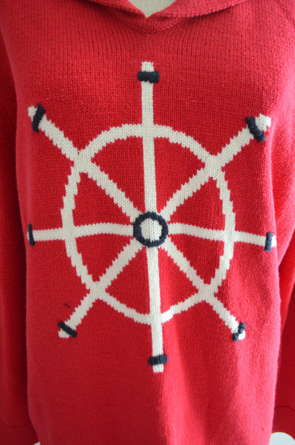 Sailor Red Top Liz Claiborne Villager Red Sailor Rudder/ Knitted Cardigan Sweaters Blouse