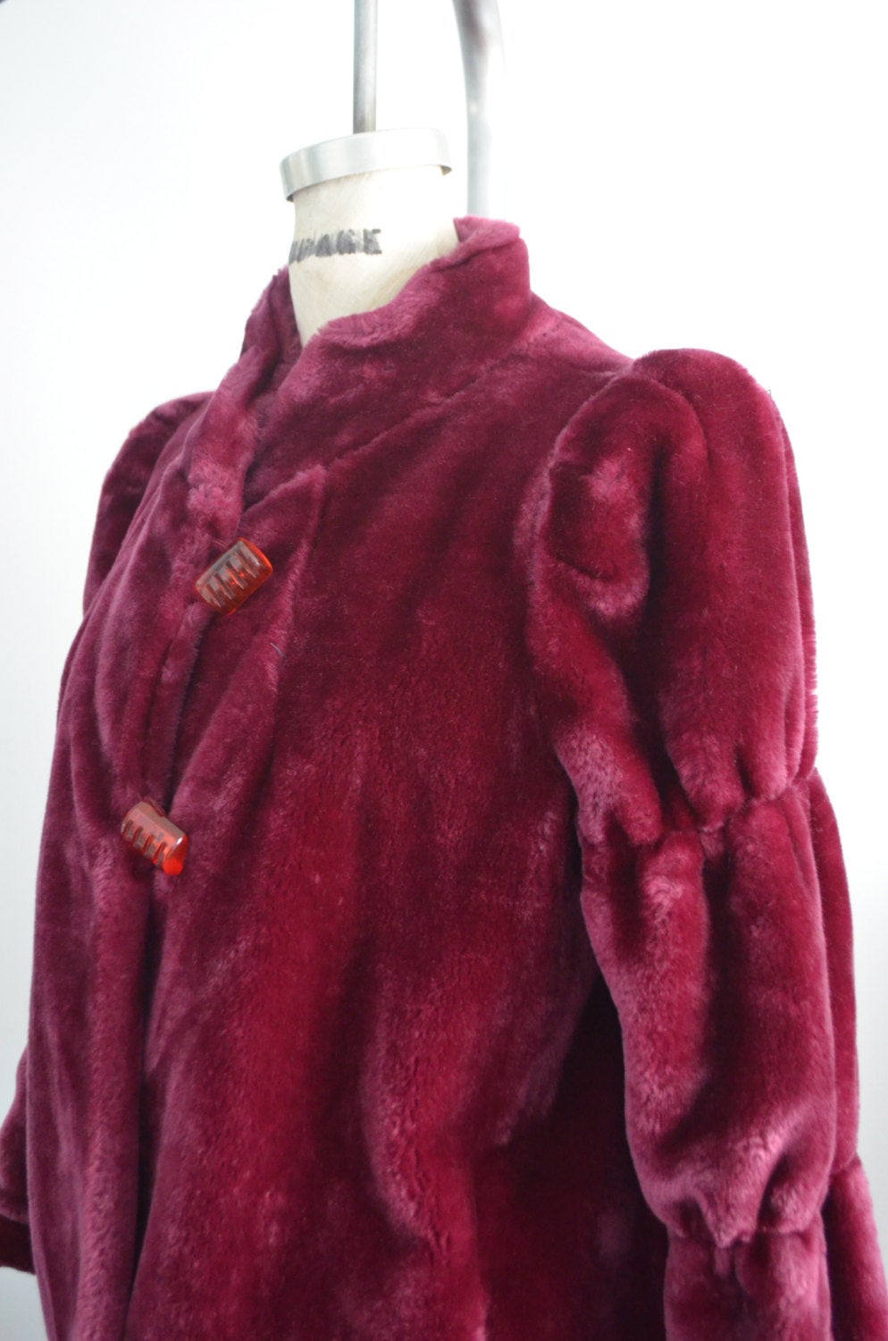 Merlot Ladies Faux Fur Long Coat Jacket Merlot