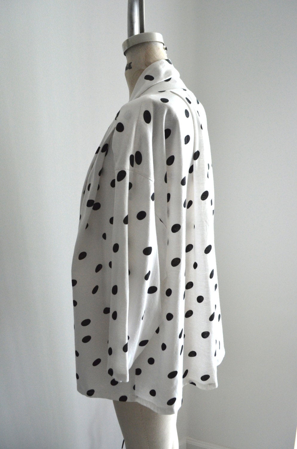 Oscar De La Renta Cotton Black And White Polka Dot Print Vest Jacket 80S
