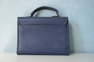 Retro Blue Navy Leather Liz Clairbone Handbag Purse Miniature