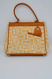 Mario Hernandez Signature Orange Canvas Leather Crossbody Satchel Handbag Top Handle Purse Magnetic