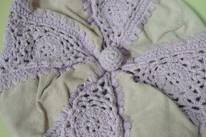 Beanie Boho Orchid Opulence Purple Patchwork Croche & Suede Newsboy Cap Hat